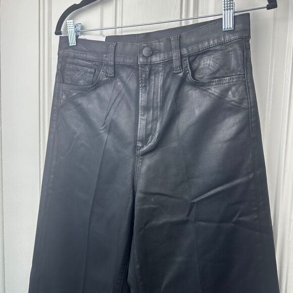 Joes Jeans Womens 29 Black Denim Coated High Rise Wide Leg The Mia Zip Fly NWT - Picture 2 of 9